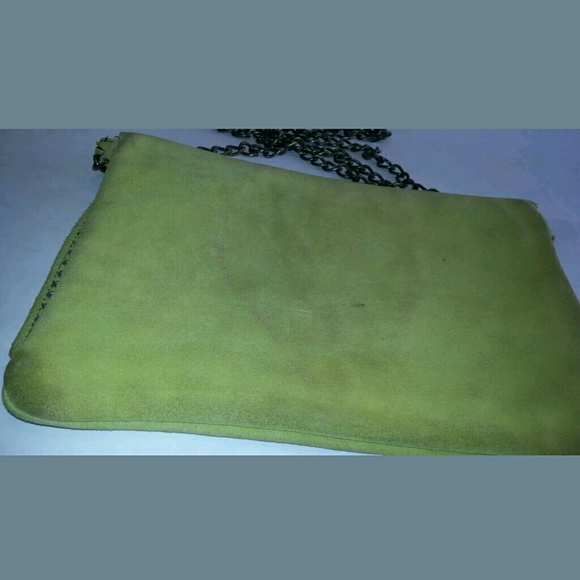 Rare Studded SUEDE Leather CLUTCH Purse Chain Bag VINTAGE BoHo Statement FALL - Picture 8 of 8